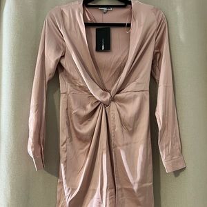 Pink satin mini dress